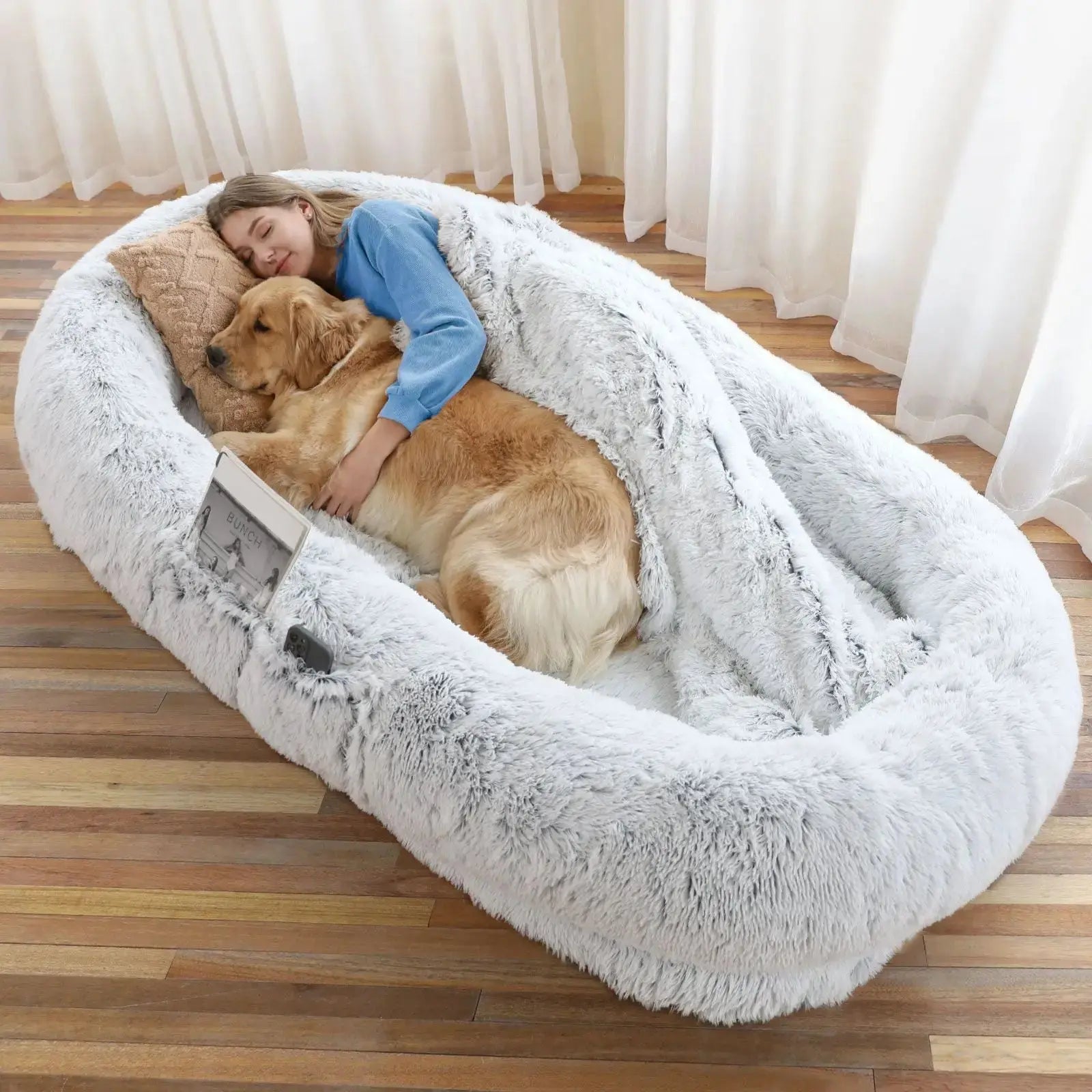 Orthopedic Human Dog Bed – Large Cozy Lounger for Relaxing STTM