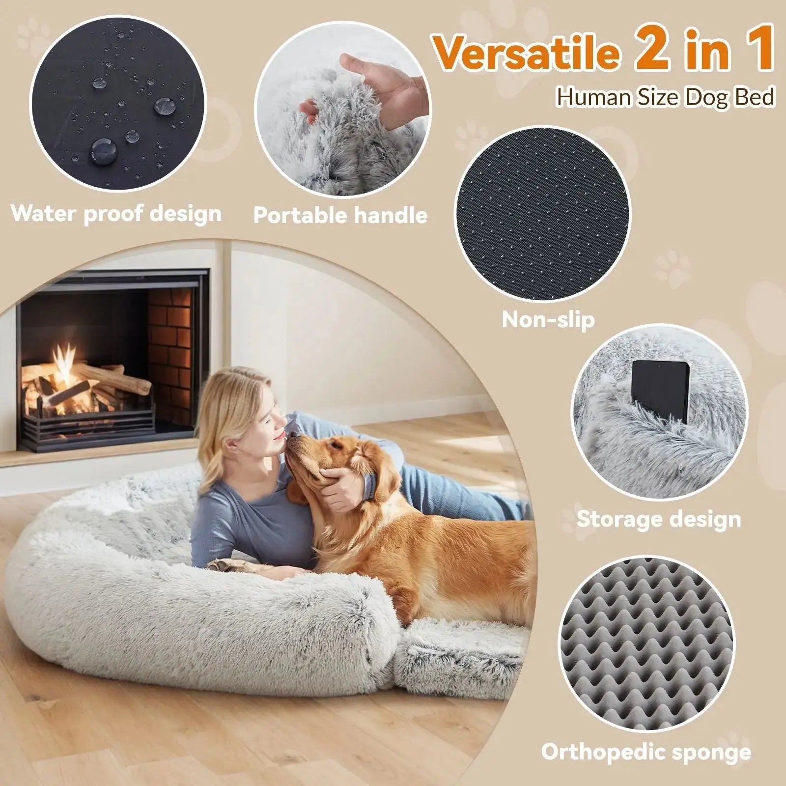 Giant Dog Bed for Humans – Plush Orthopedic Lounger STTM