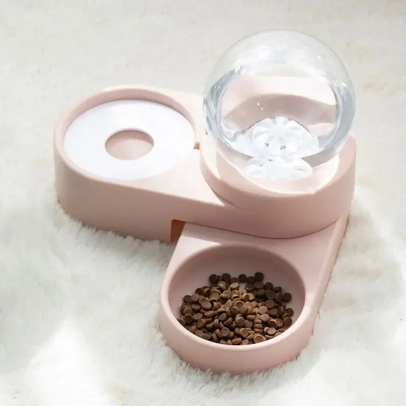 Dog & Cat Feeder – Large Auto Water Fountain with Food Bowl STTM