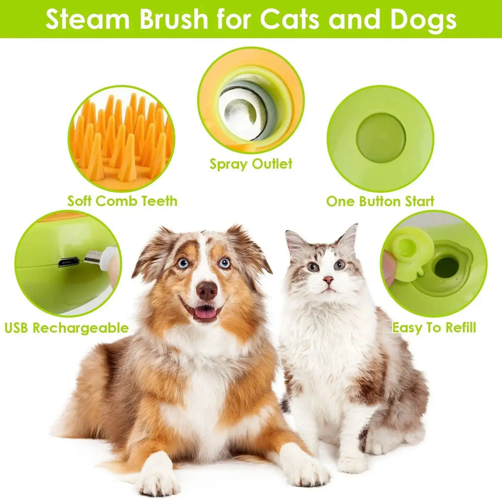 Pet Steam Brush – USB Rechargeable Grooming & Cleaning Tool STTM
