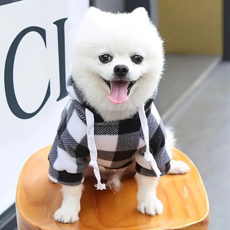Pet Sweatshirt – Plaid Hoodie with Pocket for Dogs & Cats STTM