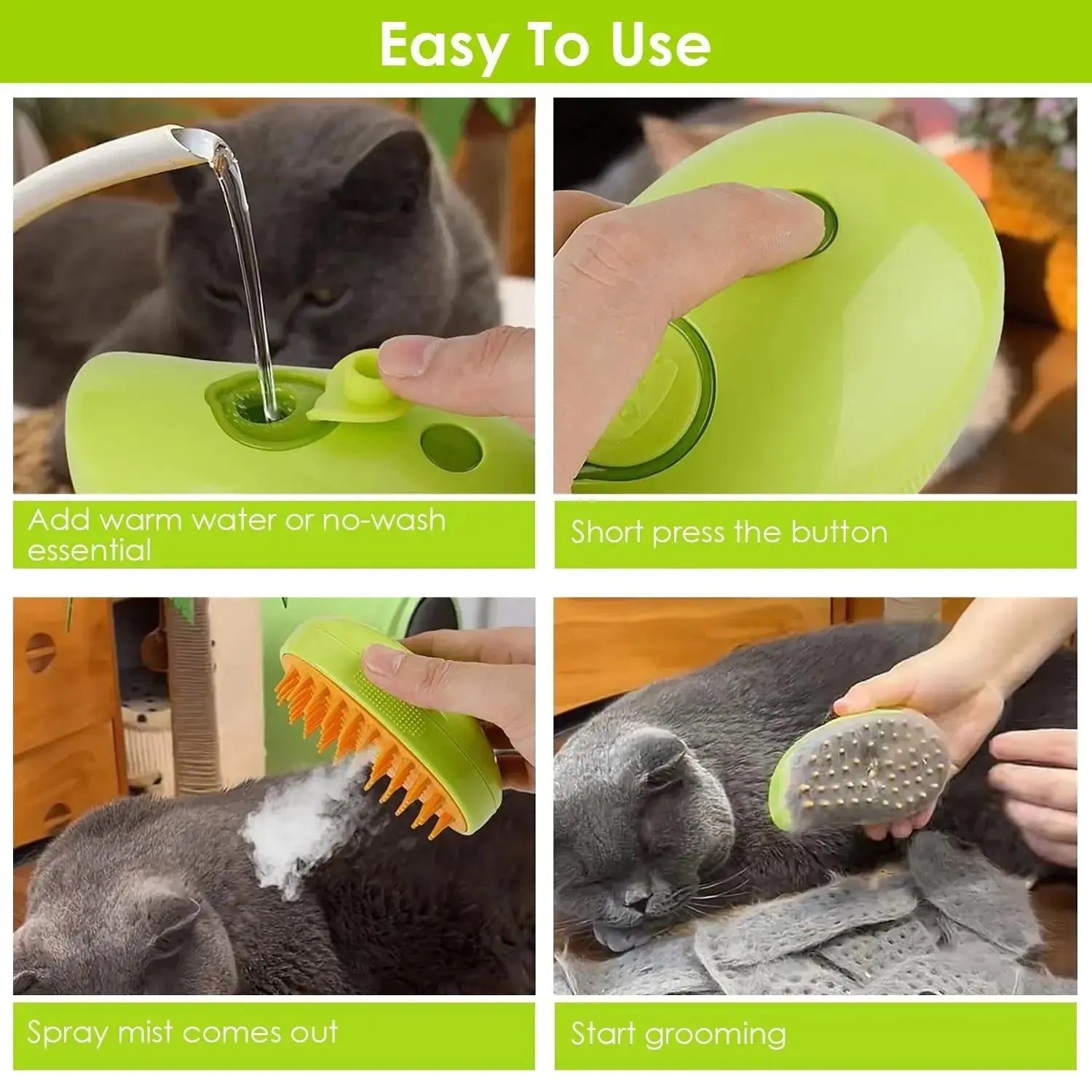 Pet Steam Brush – USB Rechargeable Grooming & Cleaning Tool STTM