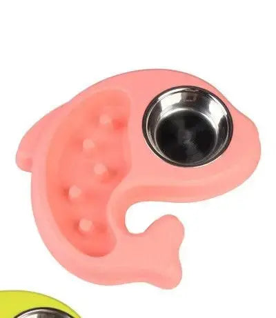Double Pet Bowl – Fish Design Stainless Steel Food & Water Dish STTM