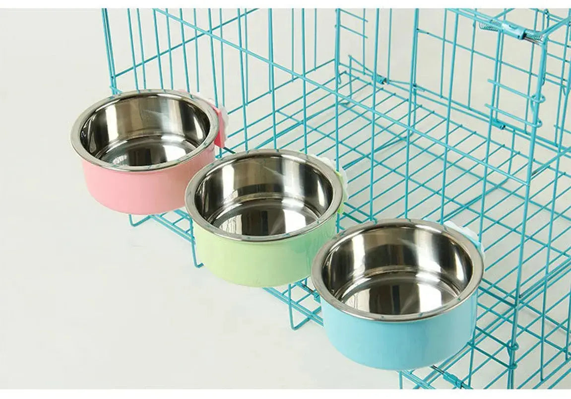 Hanging Dog & Cat Bowl – Stainless Steel Cage Feeding Bowl STTM