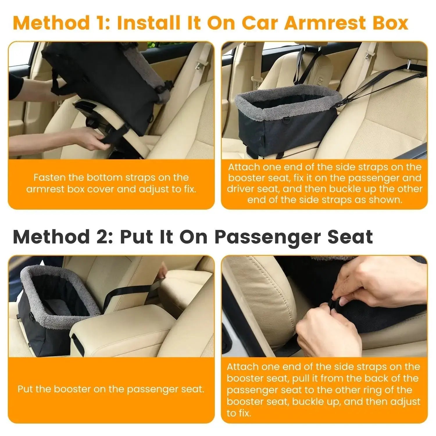 Small Pet Car Seat – Cozy Console Booster for Dogs & Cats STTM