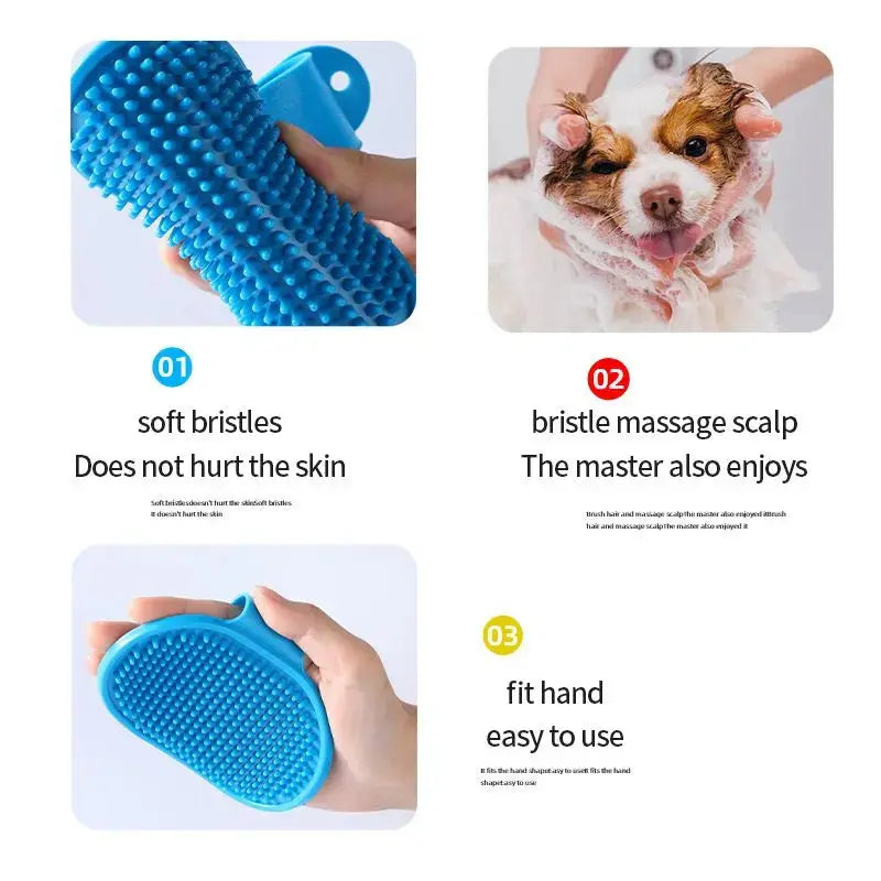 Dog & Cat Bath Brush – Soft Rubber Grooming Comb STTM