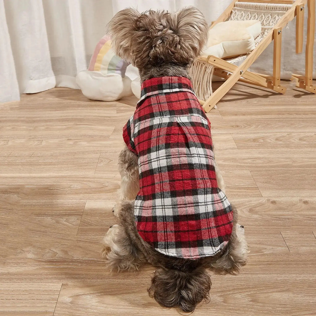 Plaid Pet Shirt – Stylish Dog T-Shirt for Small & Medium Dogs STTM