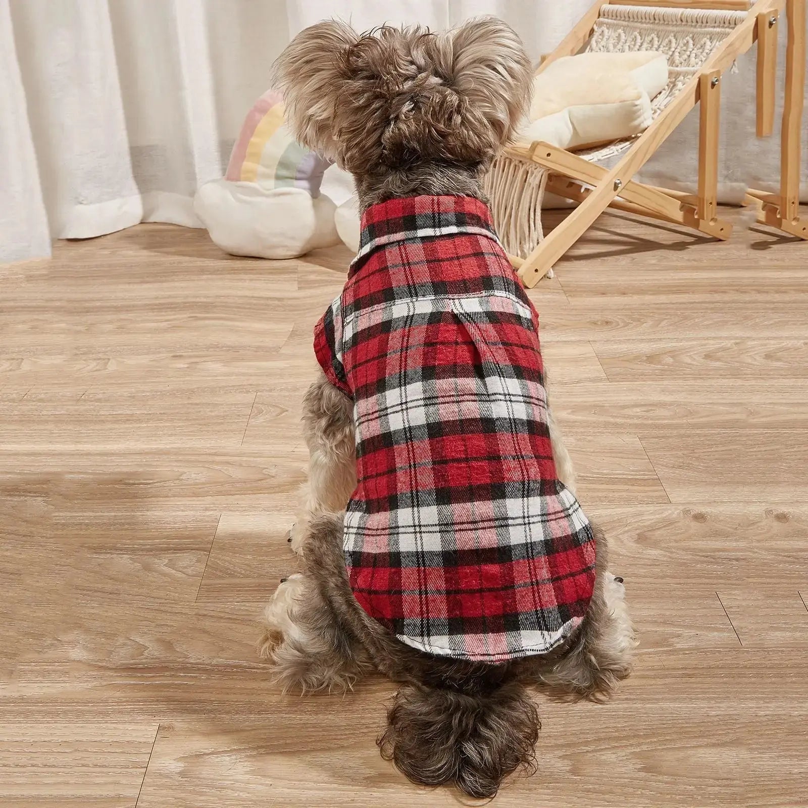 Plaid Pet Shirt – Stylish Dog T-Shirt for Small & Medium Dogs STTM