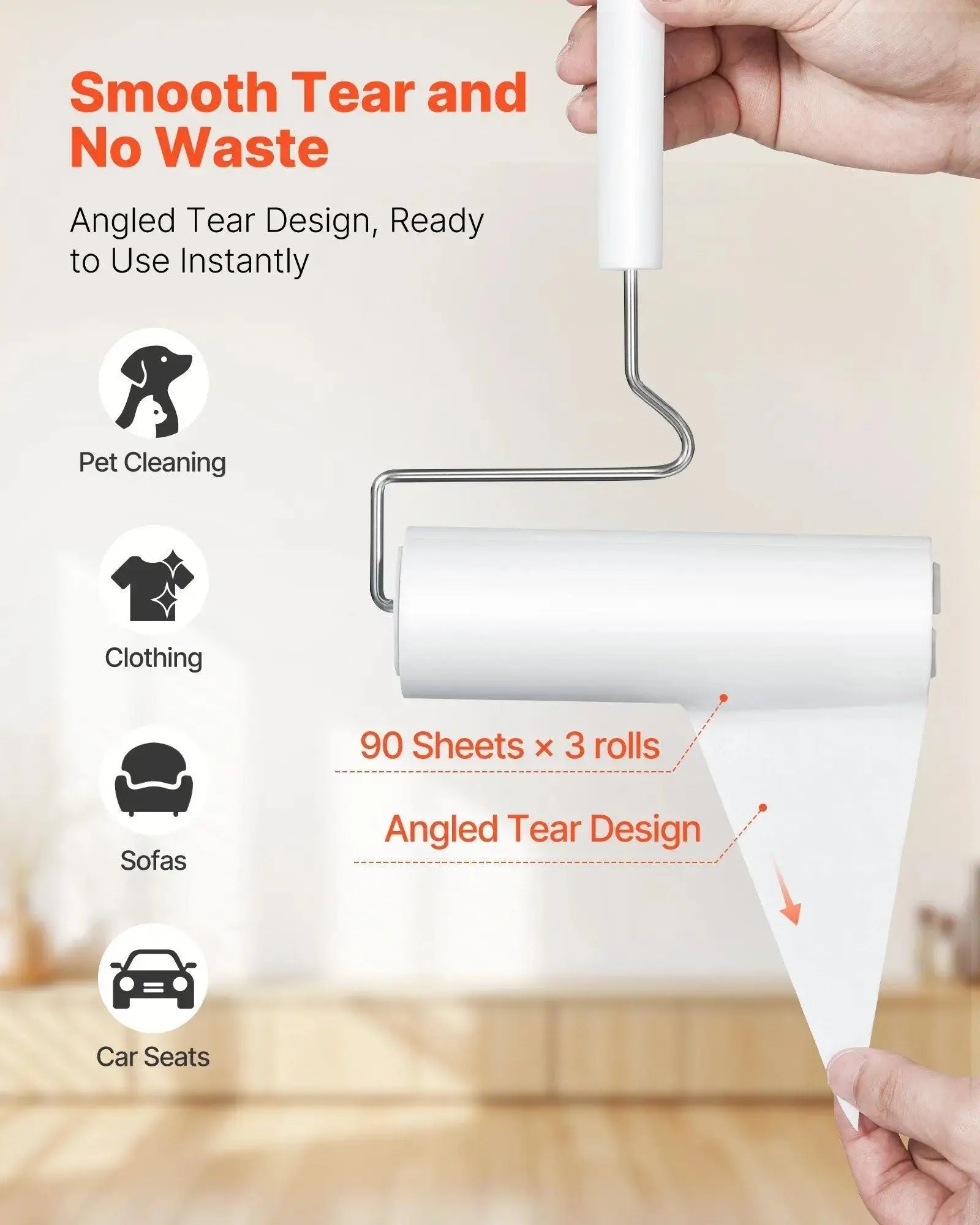 Pet Hair Lint Rollers – 3 Pack Sticky Rollers for Furniture & Clothing STTM