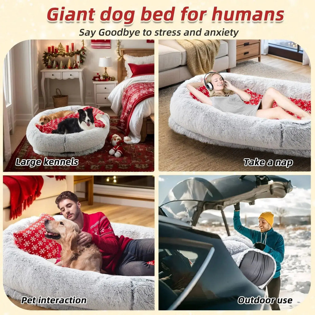 Orthopedic Human Dog Bed – Large Cozy Lounger for Relaxing STTM