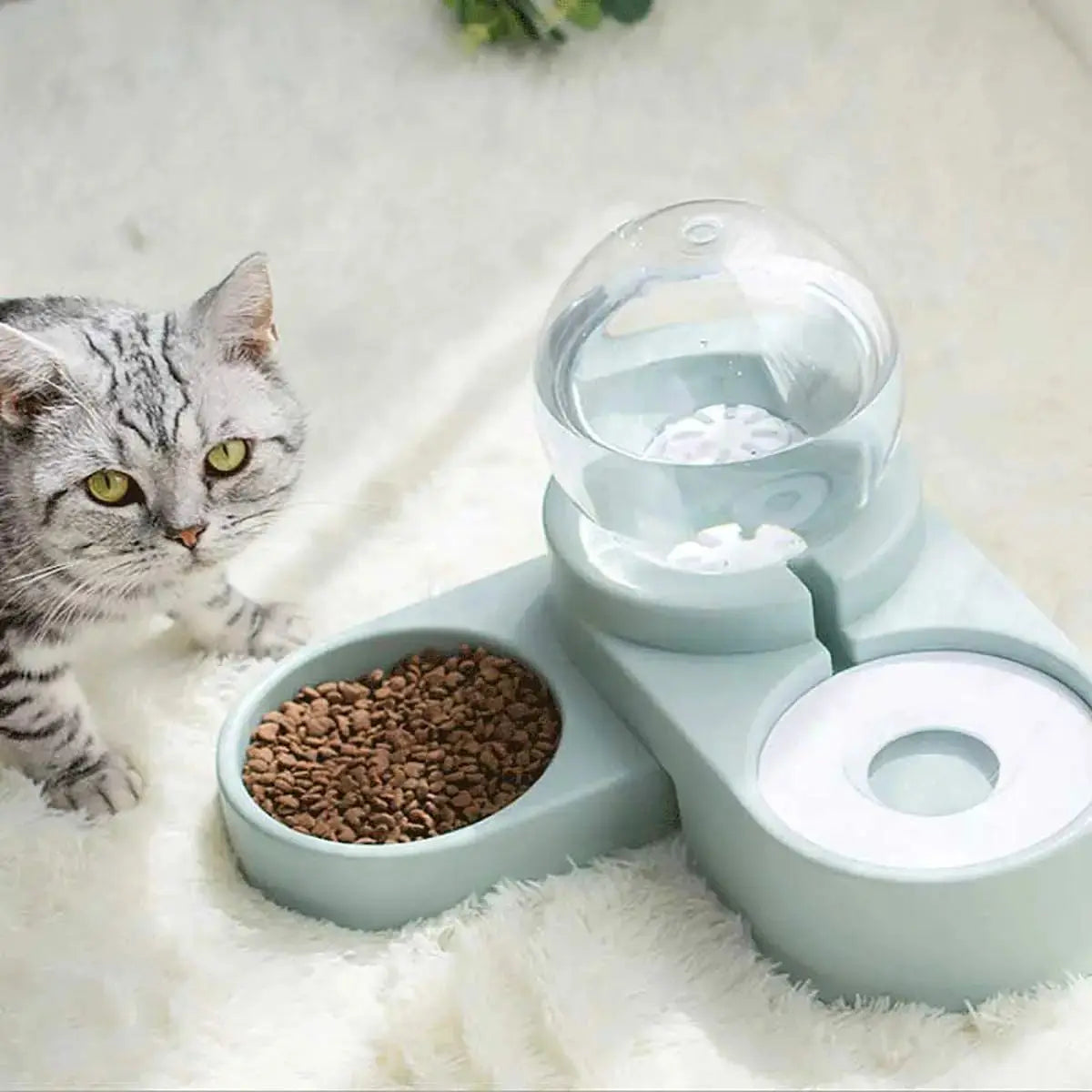 Dog & Cat Feeder – Large Auto Water Fountain with Food Bowl STTM