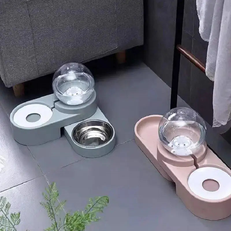 Dog & Cat Feeder – Large Auto Water Fountain with Food Bowl STTM