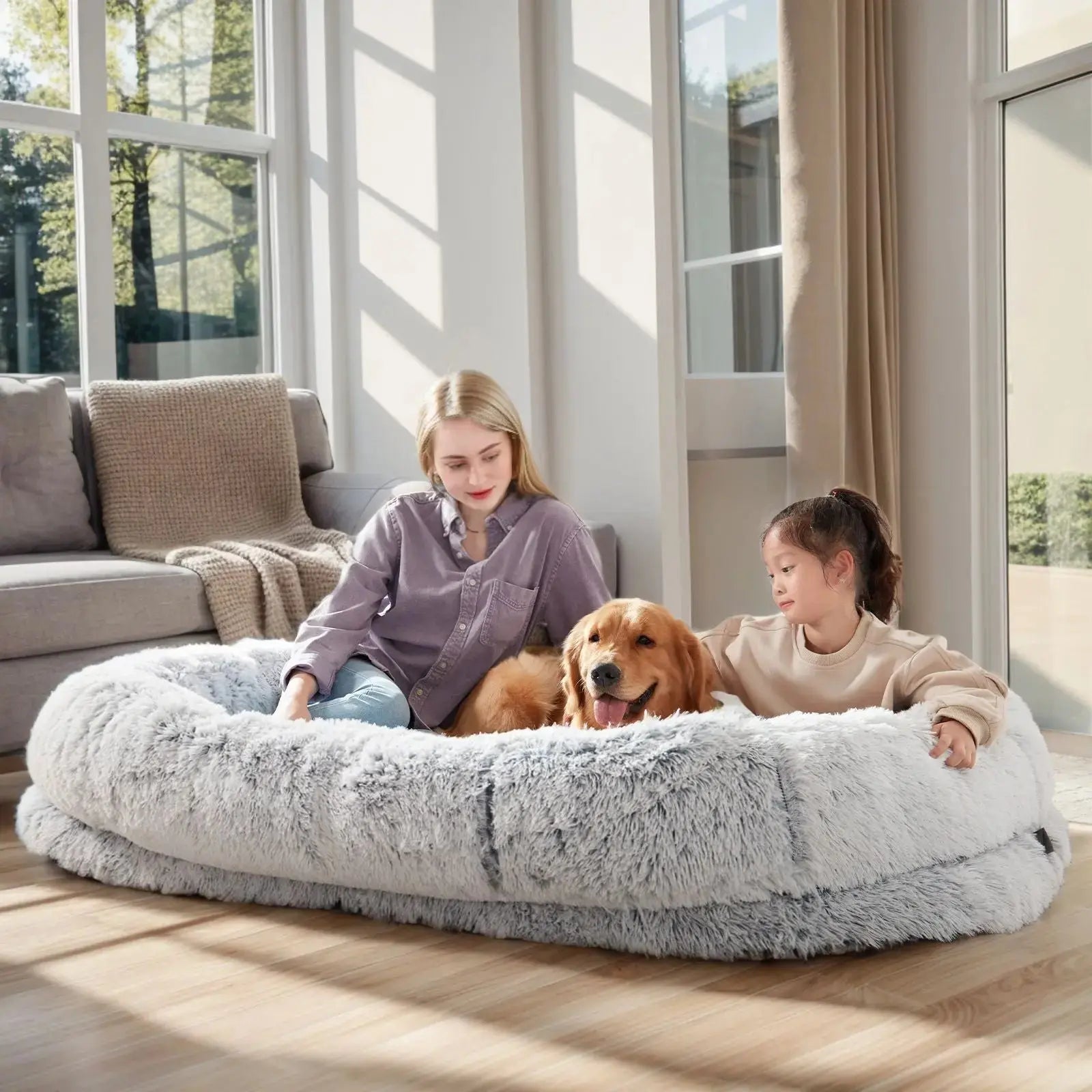 Orthopedic Human Dog Bed – Large Cozy Lounger for Relaxing STTM
