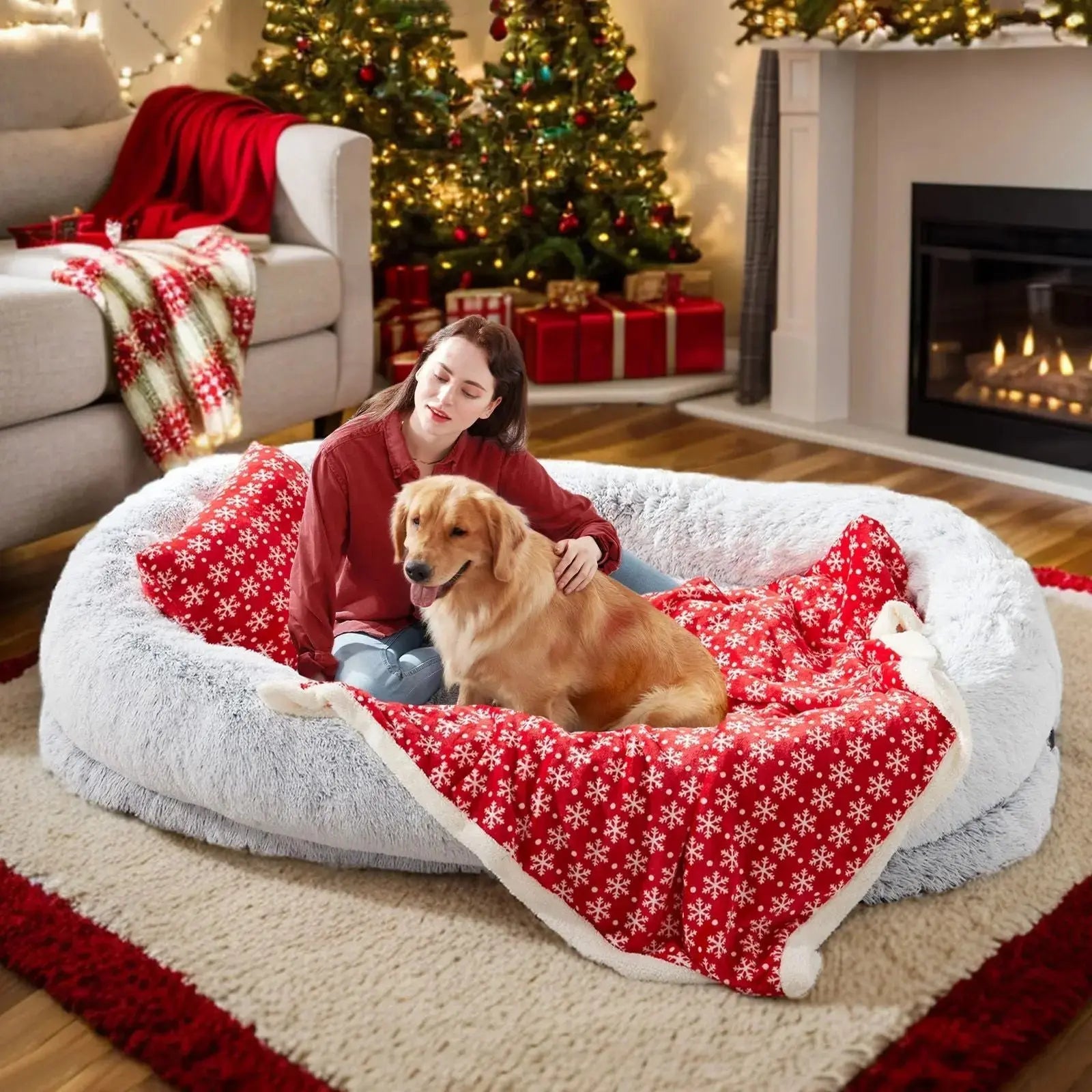 Orthopedic Human Dog Bed – Large Cozy Lounger for Relaxing STTM