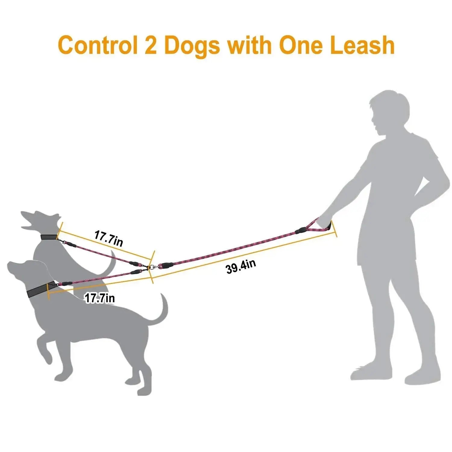 Dual Dog Leash – No-Tangle Reflective Leash with Padded Handle STTM
