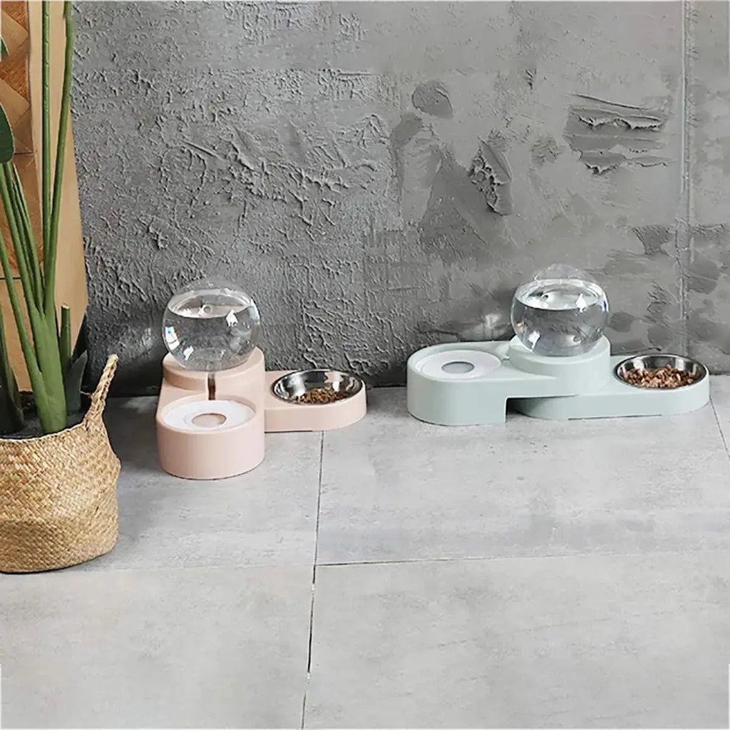 Dog & Cat Feeder – Large Auto Water Fountain with Food Bowl STTM