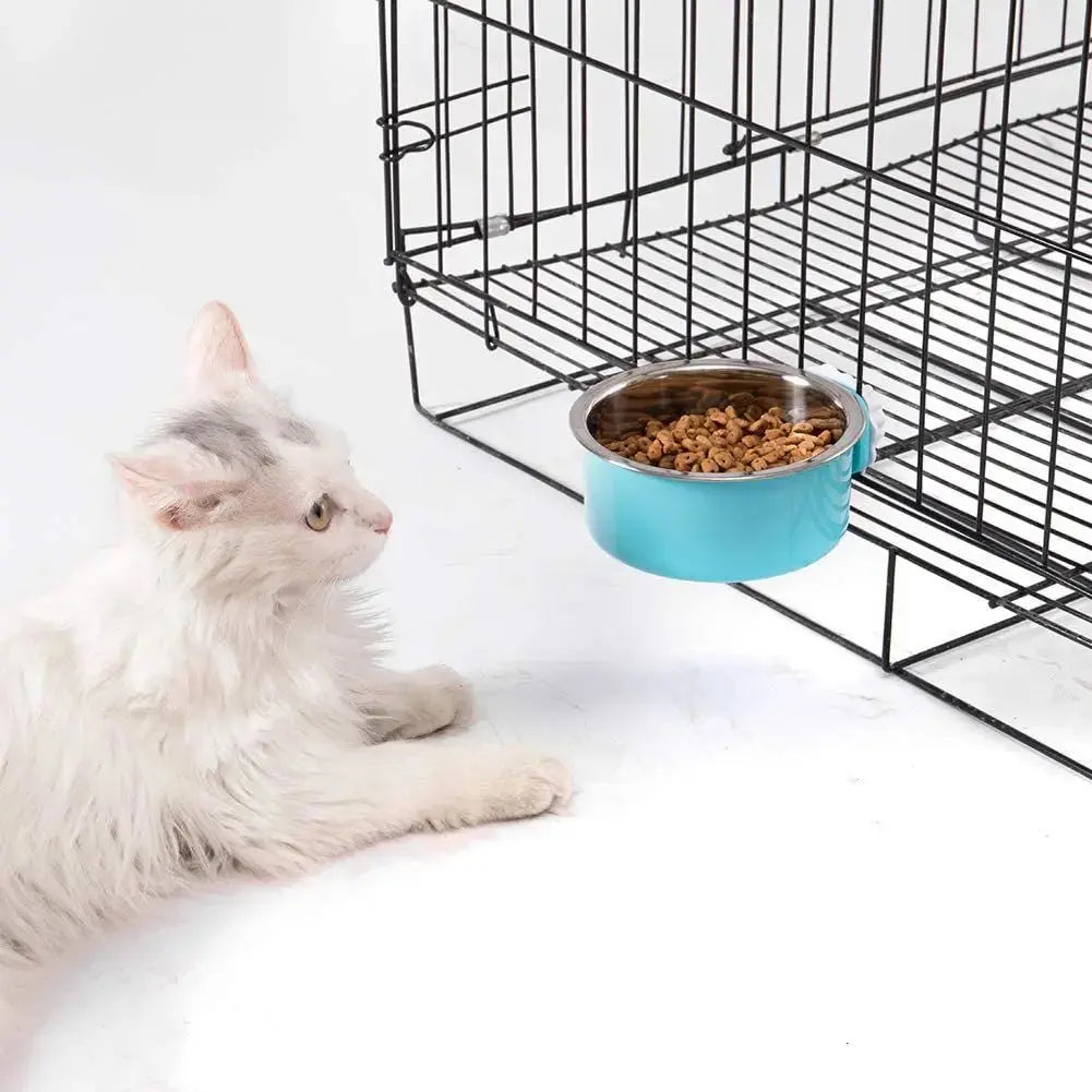 Hanging Dog & Cat Bowl – Stainless Steel Cage Feeding Bowl STTM