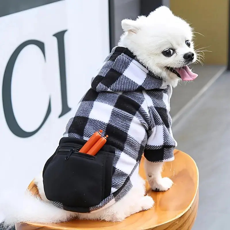 Pet Sweatshirt – Plaid Hoodie with Pocket for Dogs & Cats STTM