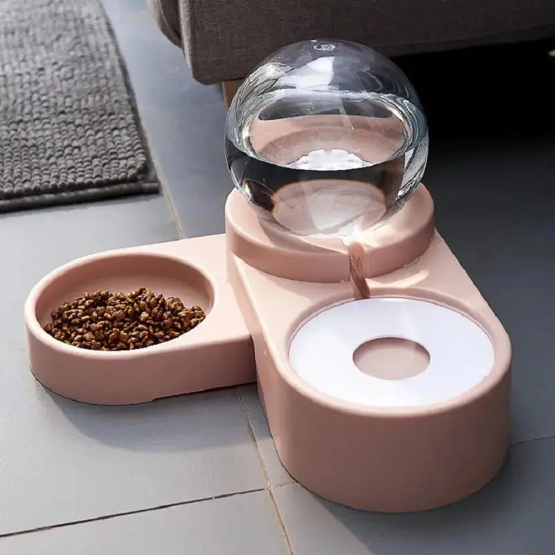 Dog & Cat Feeder – Large Auto Water Fountain with Food Bowl STTM