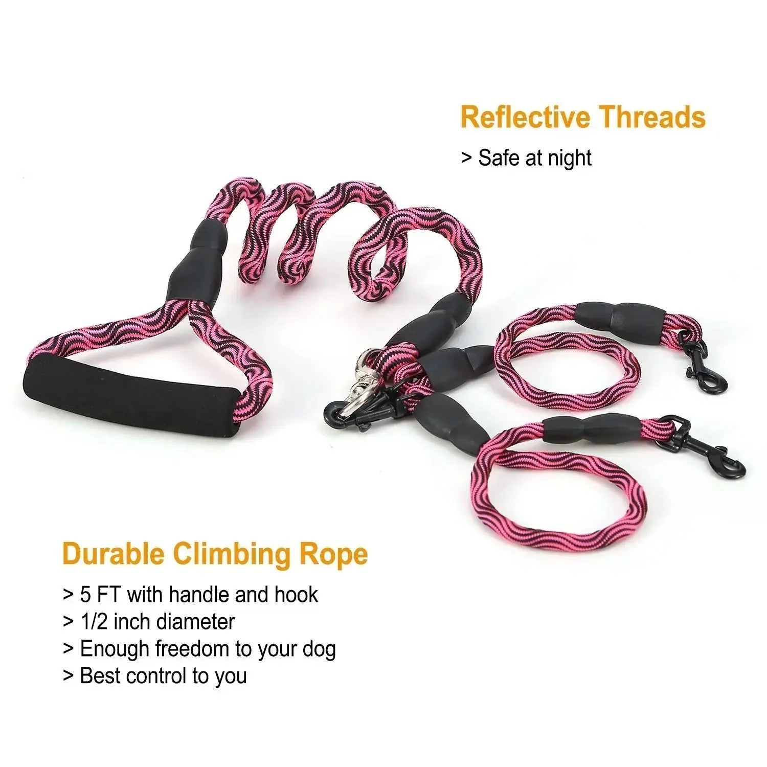 Dual Dog Leash – No-Tangle Reflective Leash with Padded Handle STTM