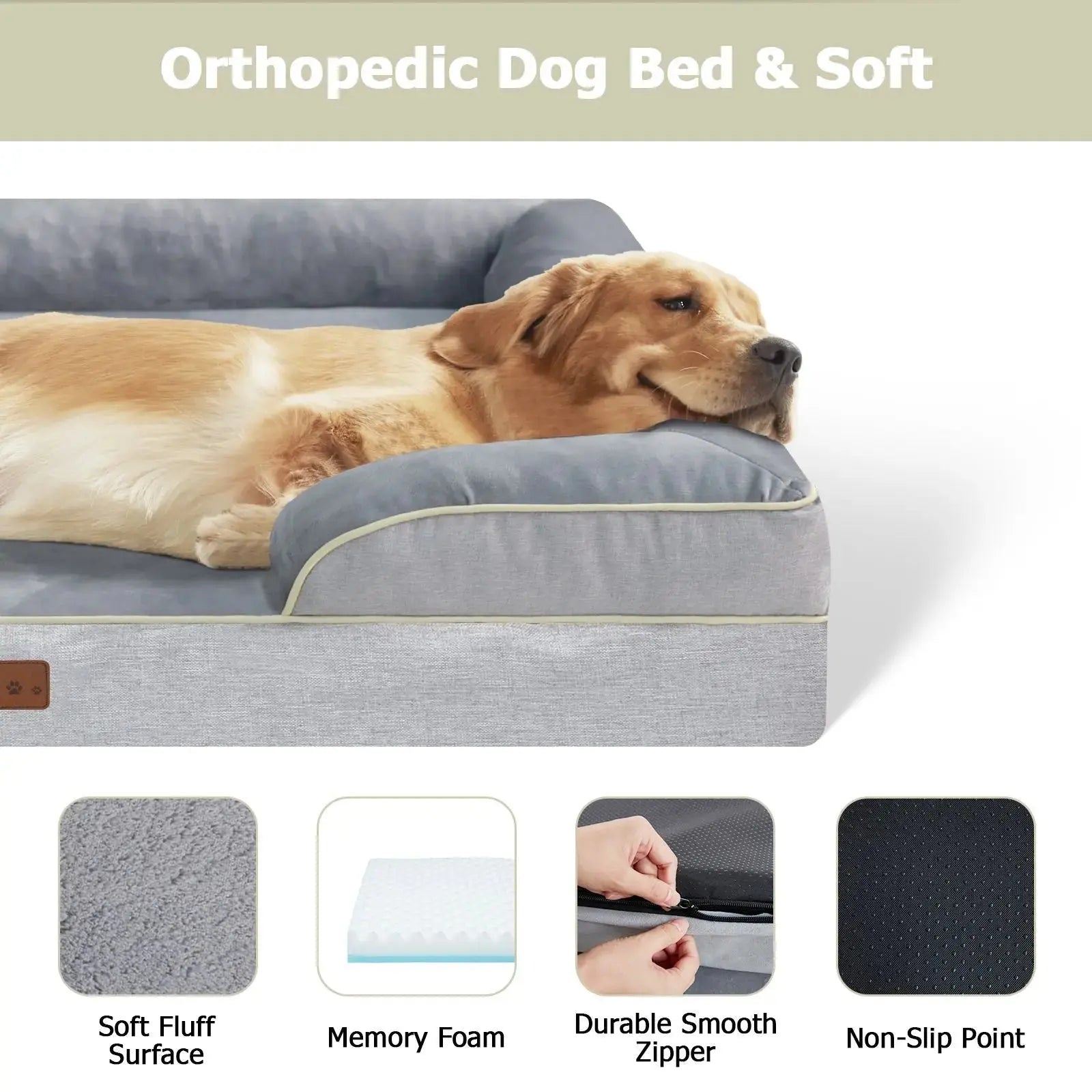 Orthopedic Pet Bed – Supportive Washable Bed with Non-Slip Base STTM