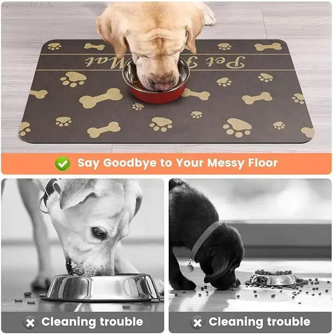 Dog & Cat Feeding Mat – Absorbent Bowl Mat for Mess-Free Meals STTM