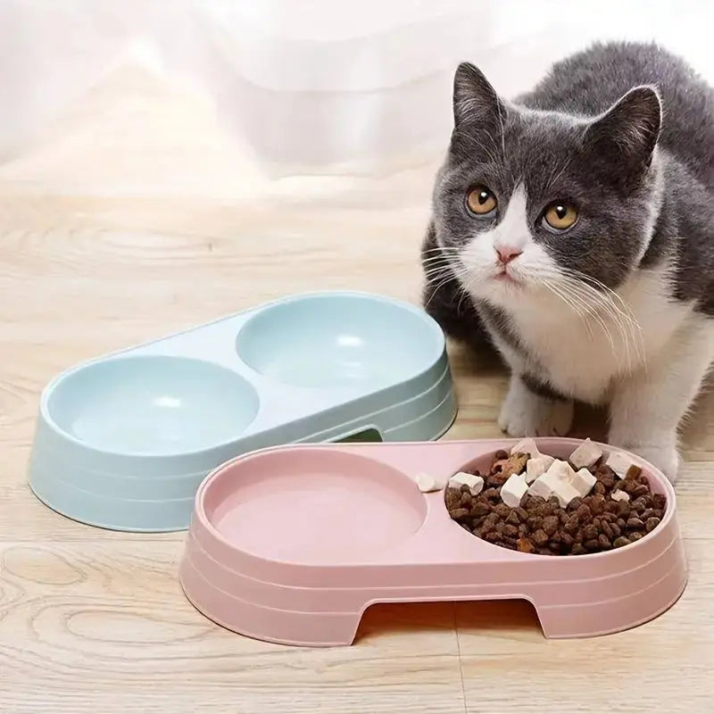 Dual Pet Bowl – Dog & Cat Food and Water Bowl Set STTM