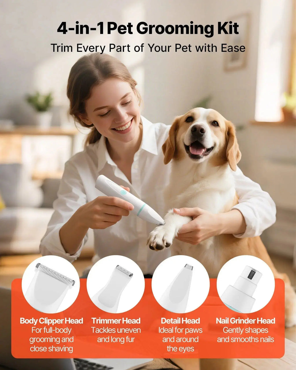 Pet Grooming Kit – Cordless Dog Clippers with Nail Grinder Set STTM