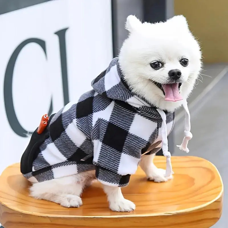 Pet Sweatshirt – Plaid Hoodie with Pocket for Dogs & Cats STTM