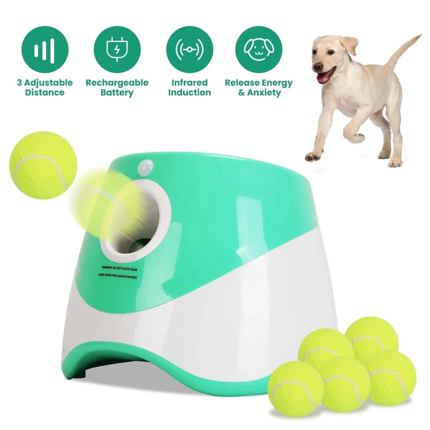 Dog Ball Launcher – Automatic Fetch Machine with Adjustable Distance STTM
