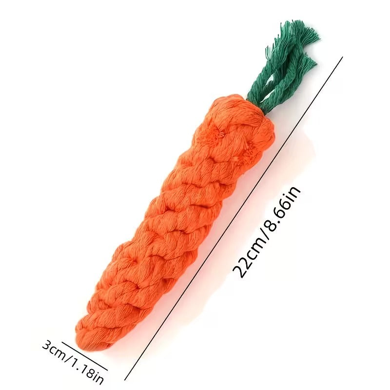 Interactive Carrot-Shaped Dog Toy with Tassel – Durable Linen Tug & Chew Toy