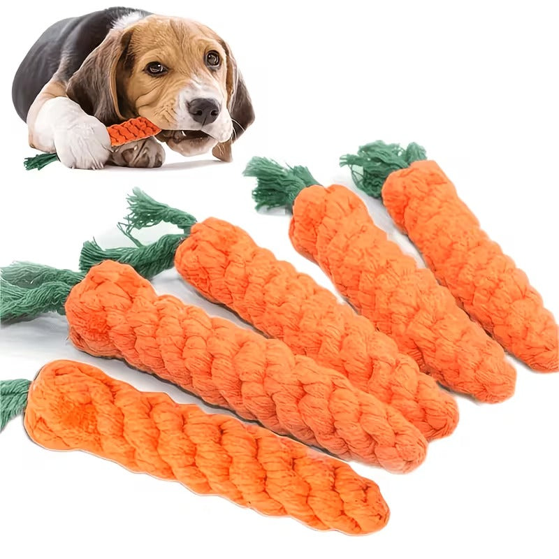 Interactive Carrot-Shaped Dog Toy with Tassel – Durable Linen Tug & Chew Toy