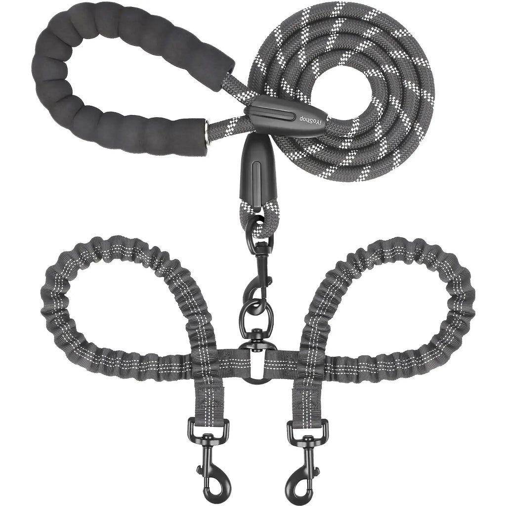 Dual Dog Leash – No-Tangle 360° Swivel Bungee Leash for Two Dogs Fursera