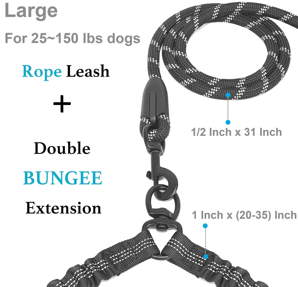 Dual Dog Leash – No-Tangle 360° Swivel Bungee Leash for Two Dogs Fursera