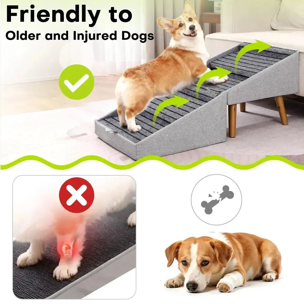 Dog Stairs Ramp – Convertible Ottoman for Small & Senior Dogs Fursera