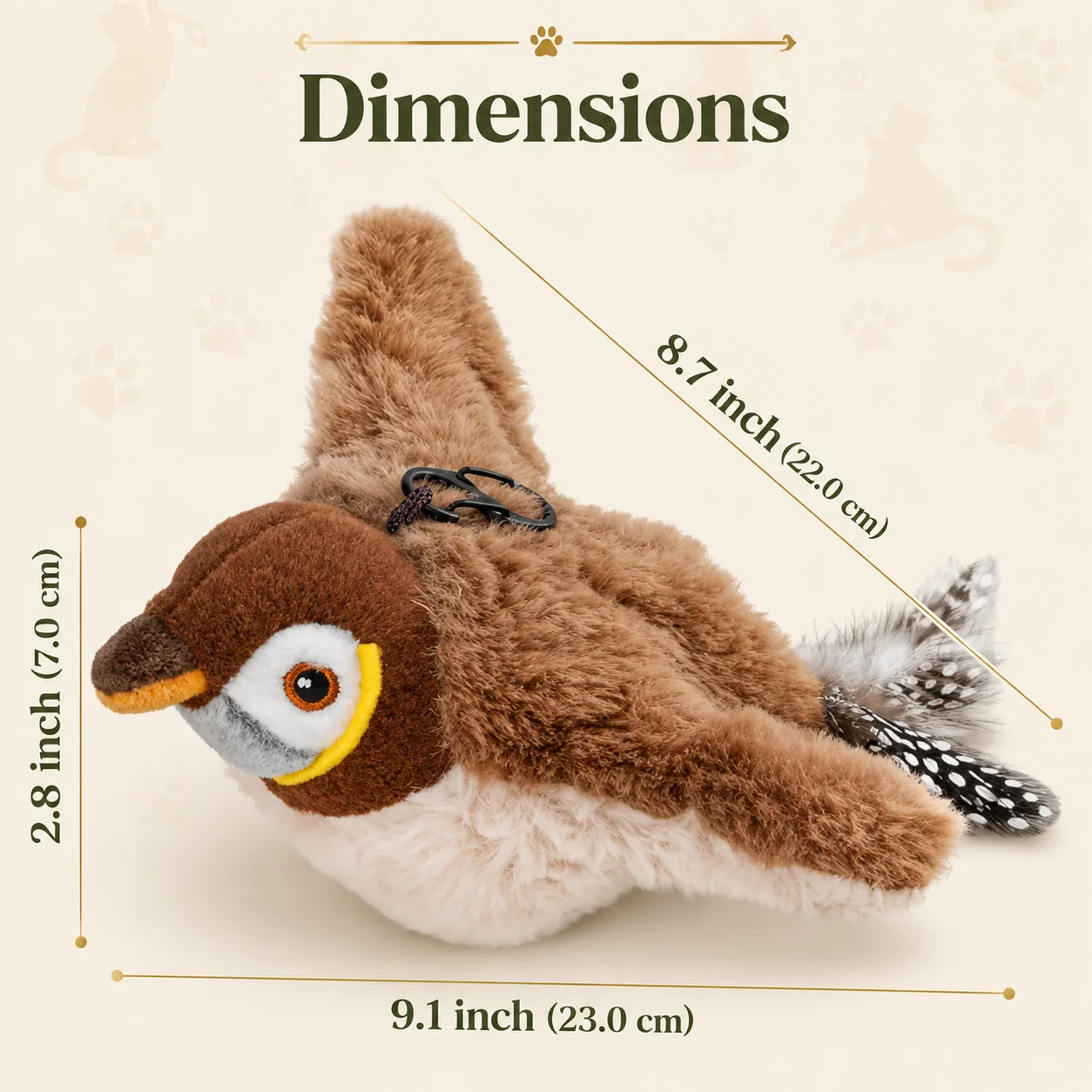 Realistic Chirping Bird Cat Toy with Flapping Wings