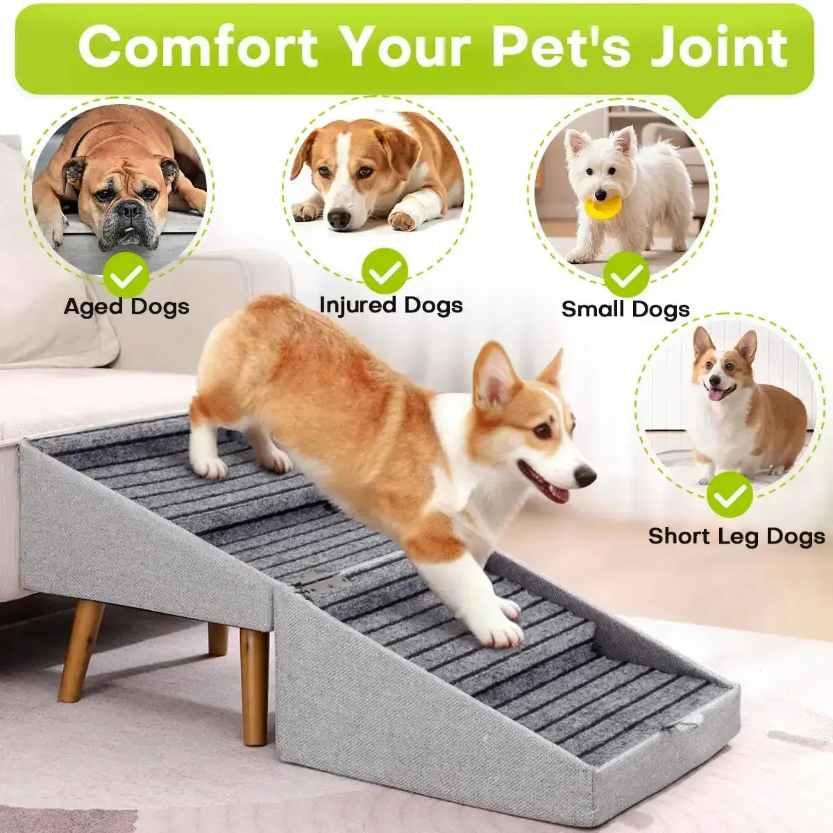 Dog Stairs Ramp – Convertible Ottoman for Small & Senior Dogs Fursera