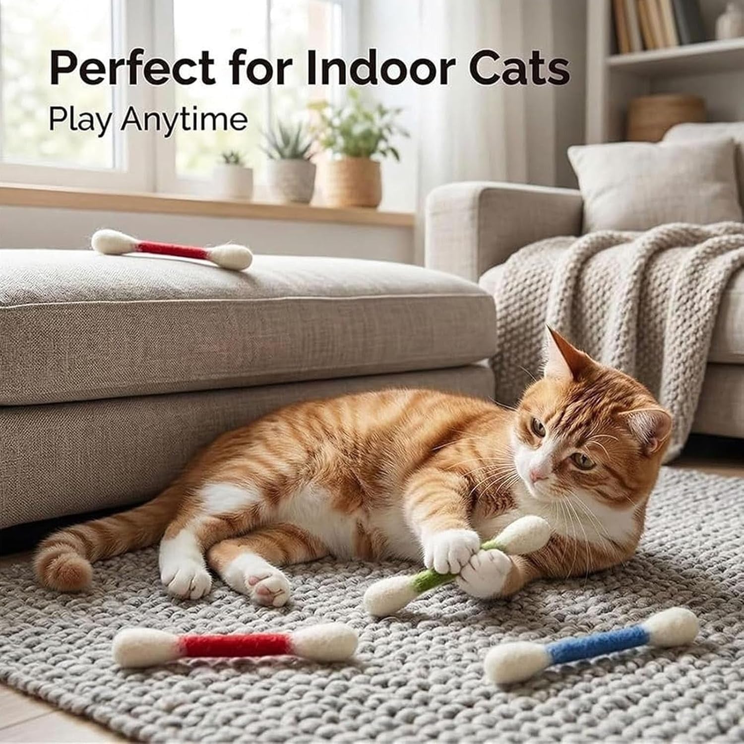 Giant Q Tip Cat Toy with Catnip (6PCS)