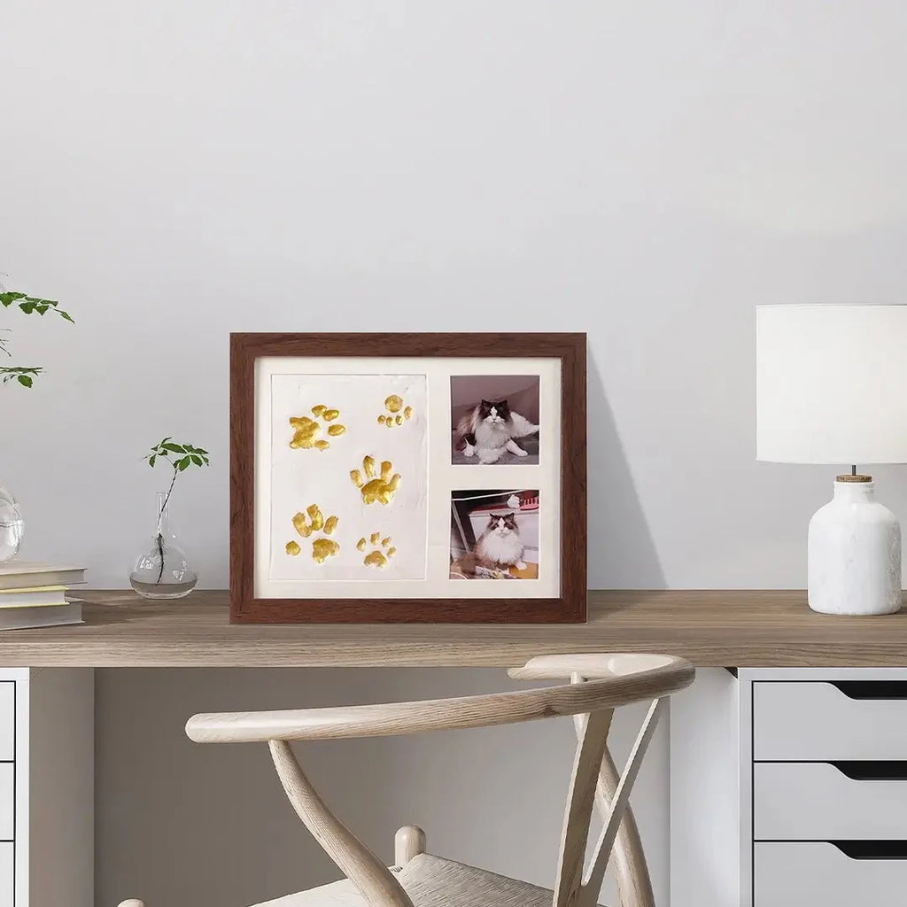 Pet Paw Print Frame Kit – Personalized Pet Memorial Keepsake with Photo Display