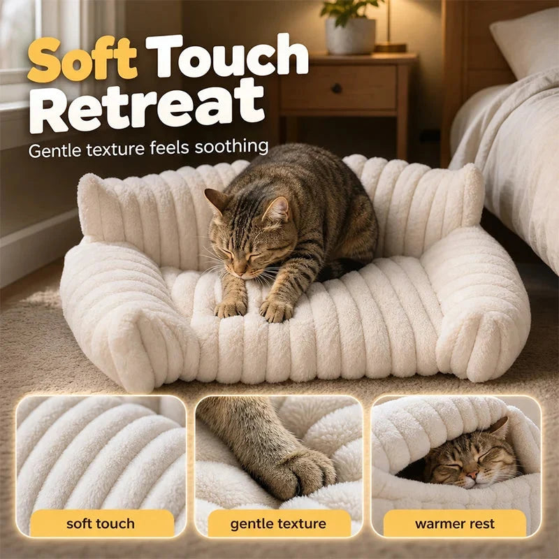 Plush Sofa Pet Bed for Cats & Dogs